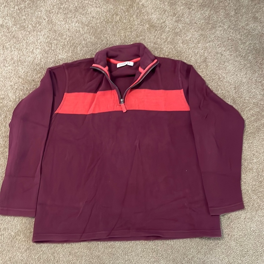 XL Men’s Old Navy Long Sleeve 1/4 Zip Shirt Red/Maroon with Orange(ish) Stripe